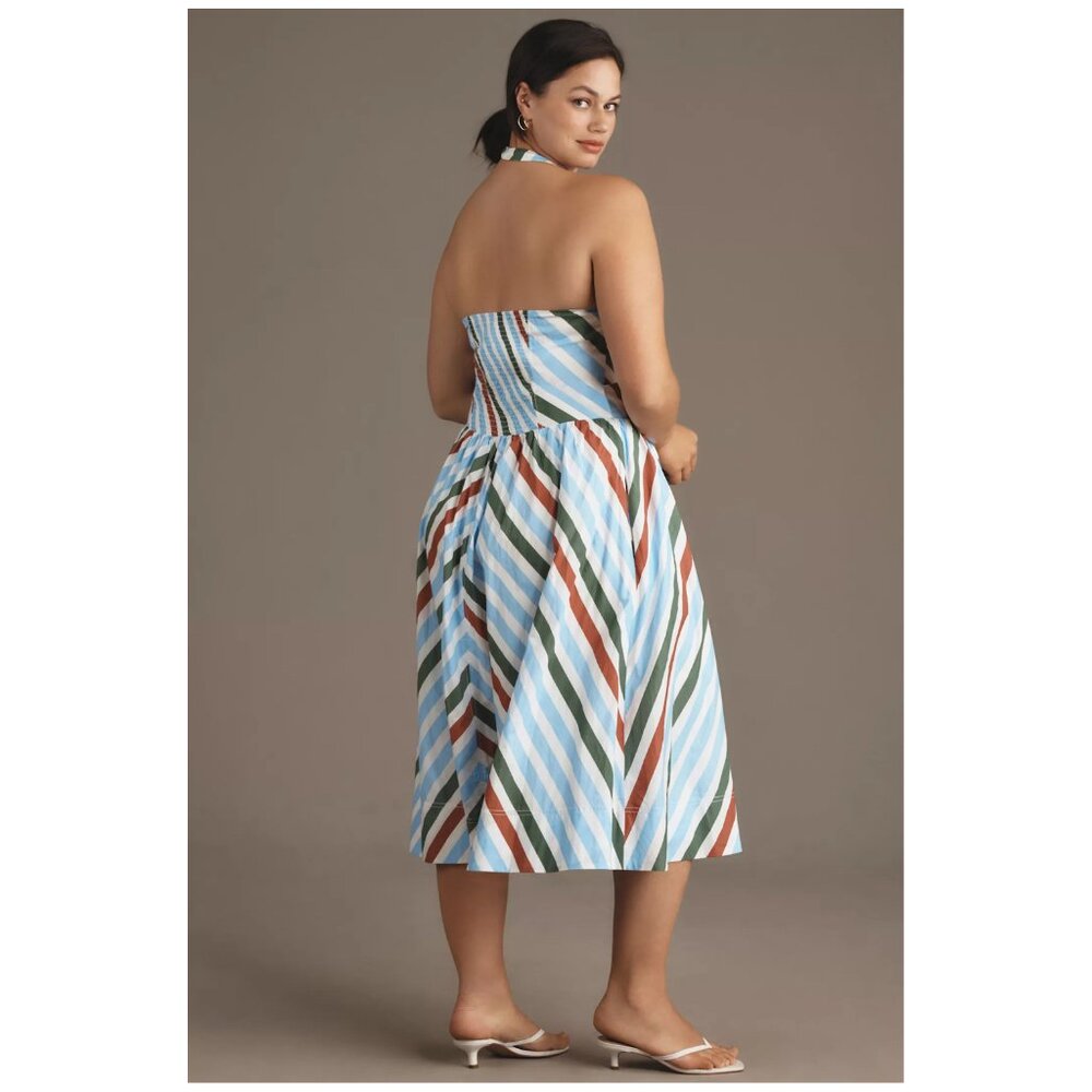 ANTHROPOLOGIE | Maeve | Cotton Halter Midi Chevron Multi Stripe Sundress | NWT - Picture 4 of 7